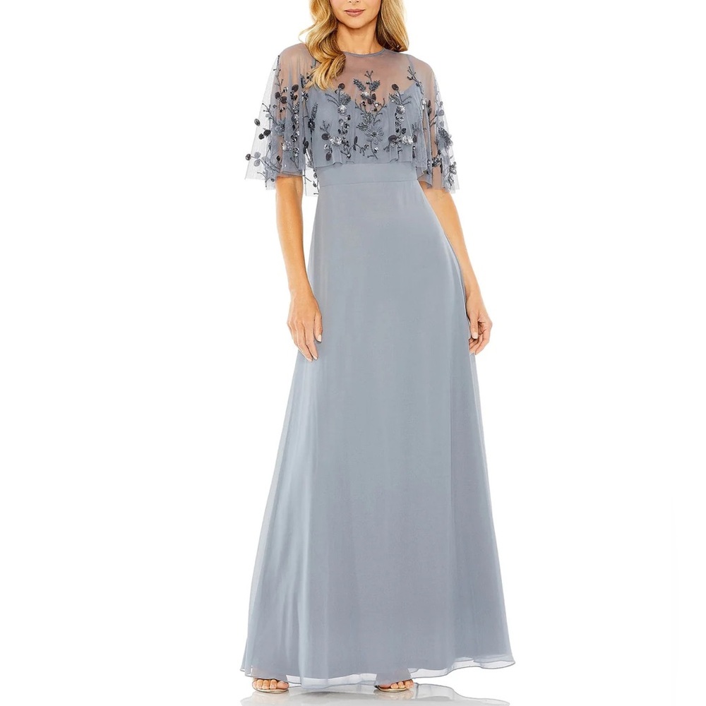 Mac Duggal 9229 - Floral Cape Sleeve Formal Dress size 8